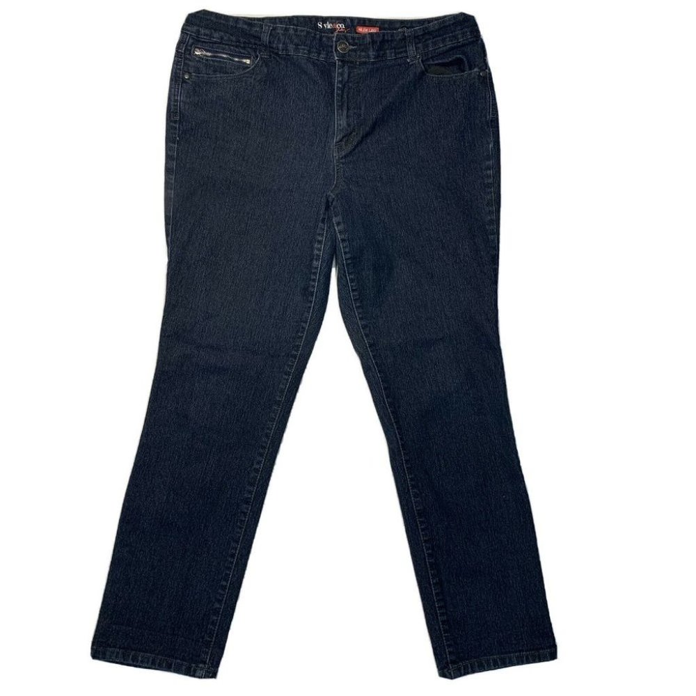 Style & Co. Women's Straight Leg Jeans, Size 18, Medium Blue, Pocket Designs